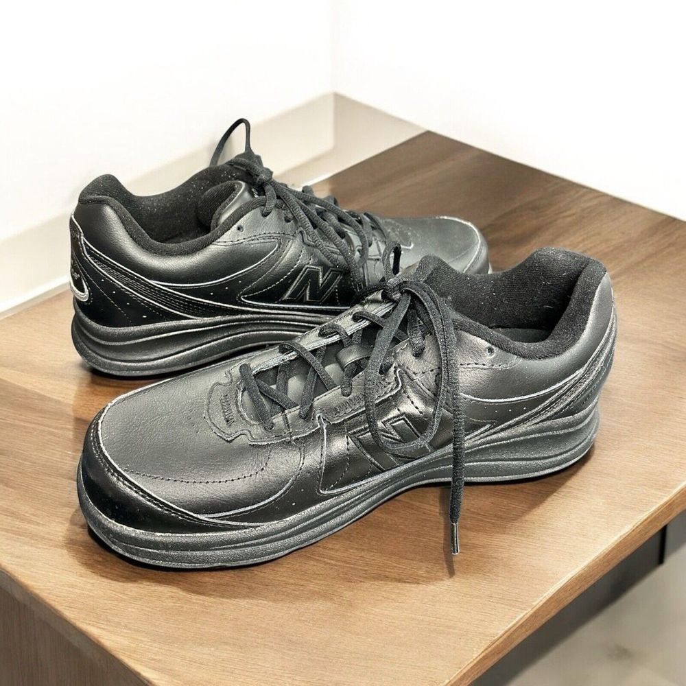 New Balance 577 DSL-2 Abzorb Walking Black Leather Shoes MW577BK Size‎ 9.5